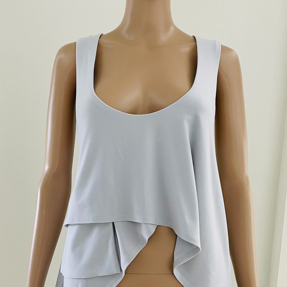 Sympli Canada Women  Light Gray Sleeveless Layered Crop Top W/pocket Size 12